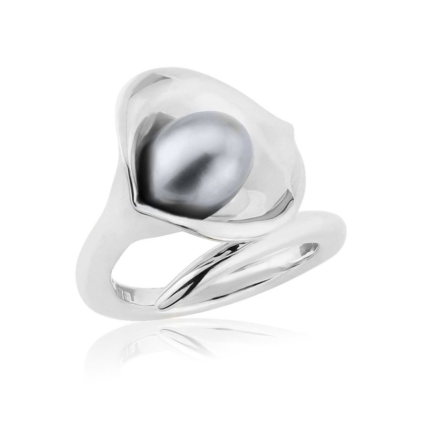 Grey                 Large Lily Silver Ring