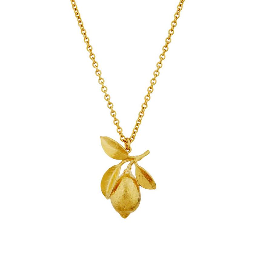 Yellow Gold Vermeil Large Lemon and Leaf Necklace