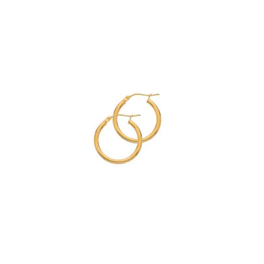 9ct Yellow Gold Round Tube Hoops