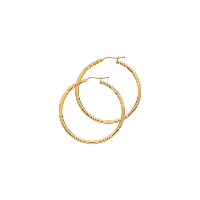 9ct Yellow Gold Round Tube Hoops