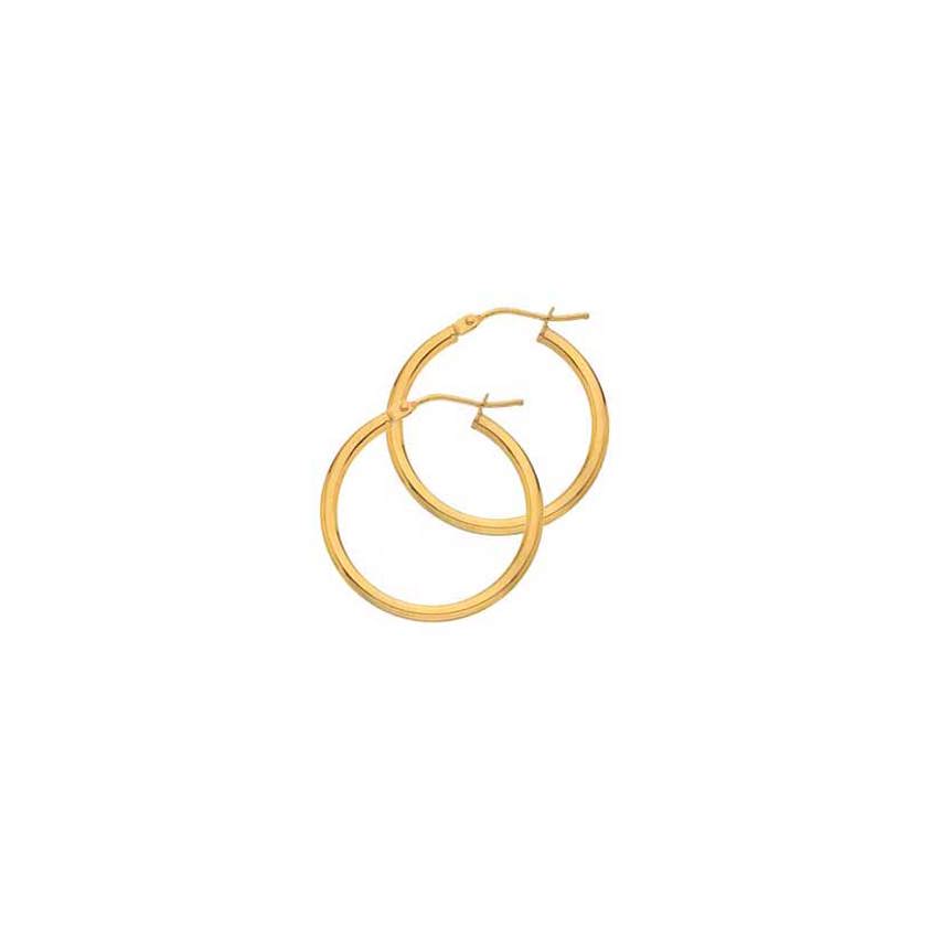 9ct Yellow Gold Round Tube Hoops