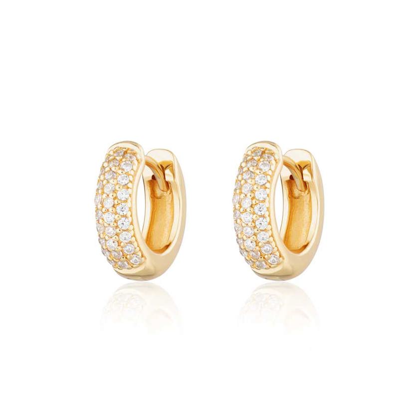 Yellow Gold Plated Bling Huggie Earrings