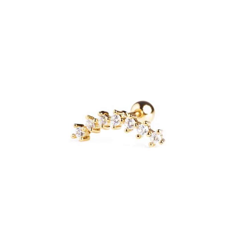Yellow Gold Plated Sparkling Climber Barbell Cartilage stud