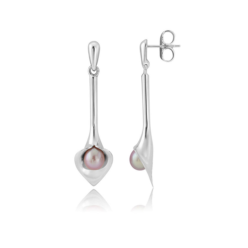 Pink                  Medium Drop Long Lily Earrings