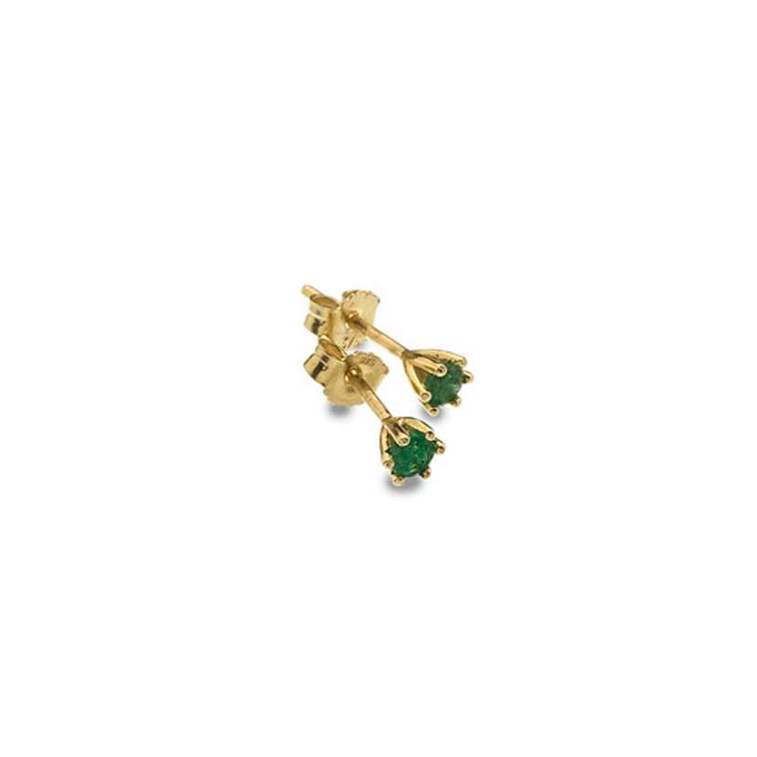 Emerald 9ct Yellow Gold Claw Set Earrings