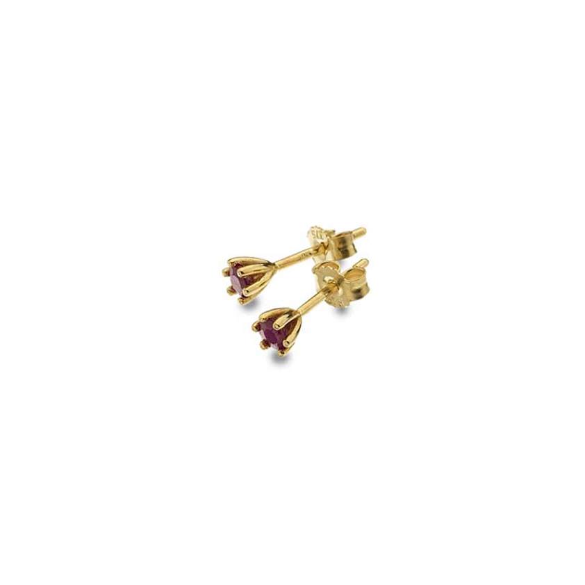Ruby 9ct Yellow Gold Claw Set Earrings