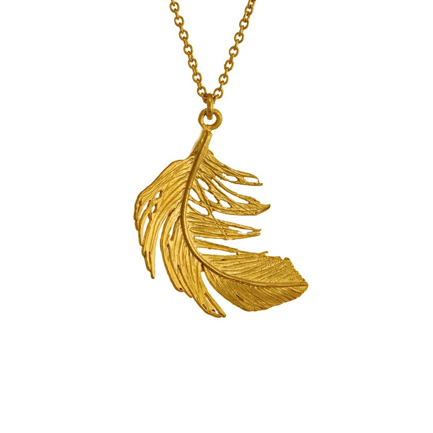 Yellow Gold Vermeil Big Feather Necklace