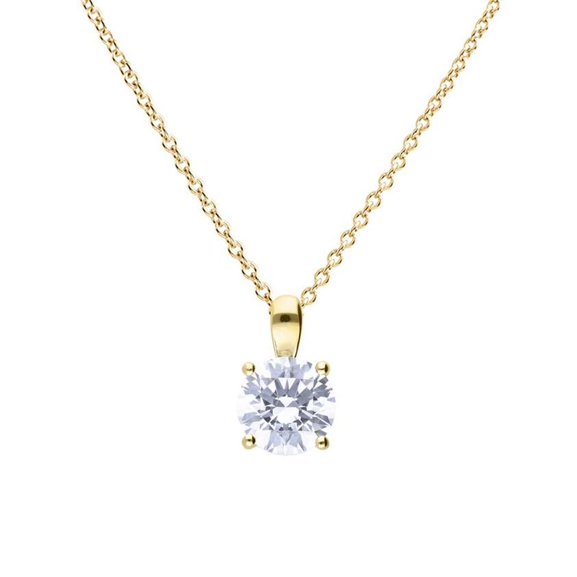 Gold Plated 4 Claw Set 2ct Zirconia Necklace