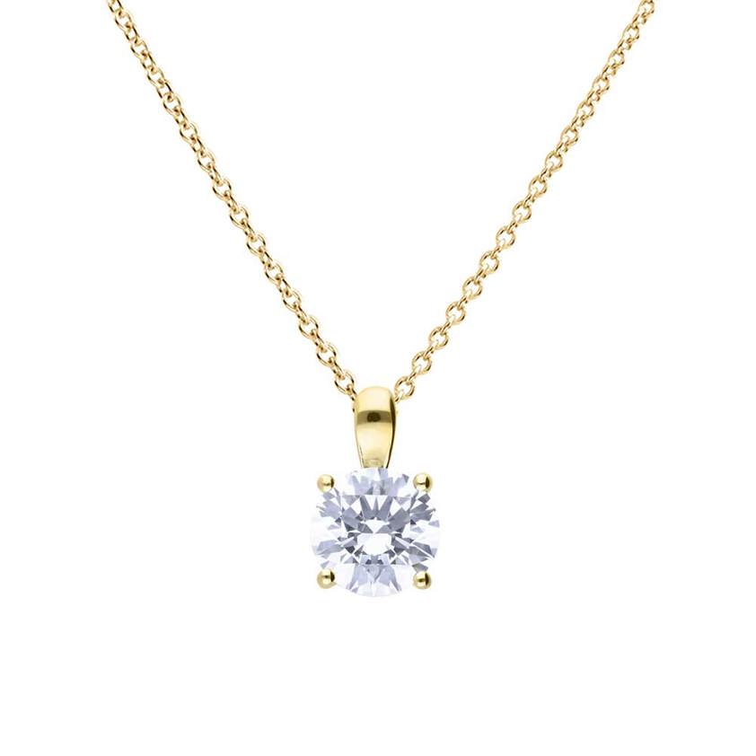 18K Gold Plated 4 Claw Set 2ct Zirconia Necklace