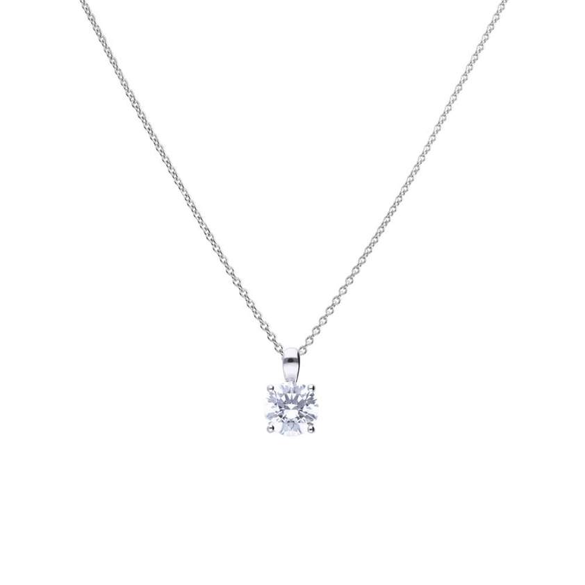 Sterling Silver 4 Claw Set 2ct Zirconia Necklace