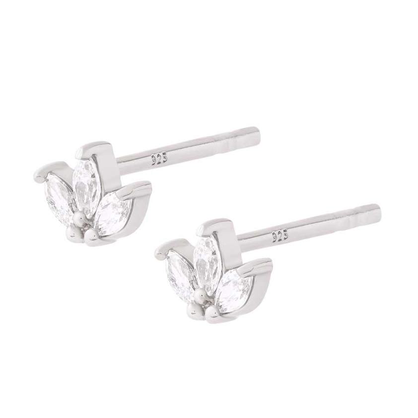 Sterling Silver Triple Marquise Studs
