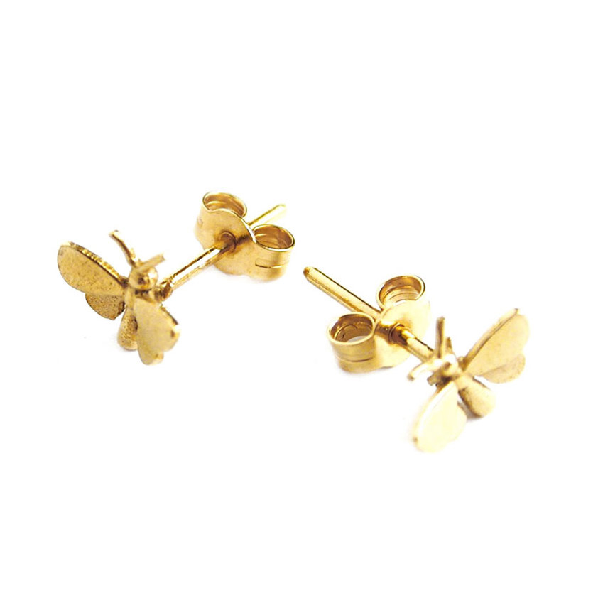 Yellow Gold Vermeil Tiny Butterfly Studs