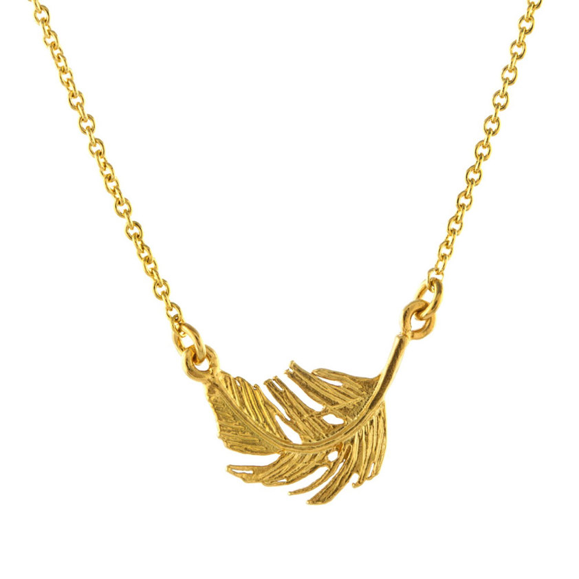 Yellow Gold Vermeil Little Feather Inline Necklace