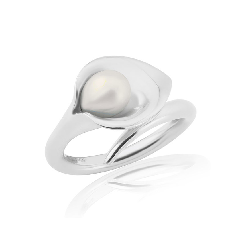 White                Medium Lily Silver Ring