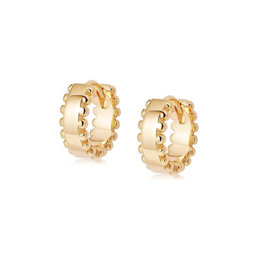 Yellow Gold Vermeil Side Bead Huggies