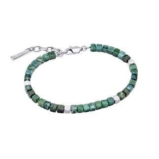 Aquatic Agate Stainless Steel Bracelet with Semi Precious Beads