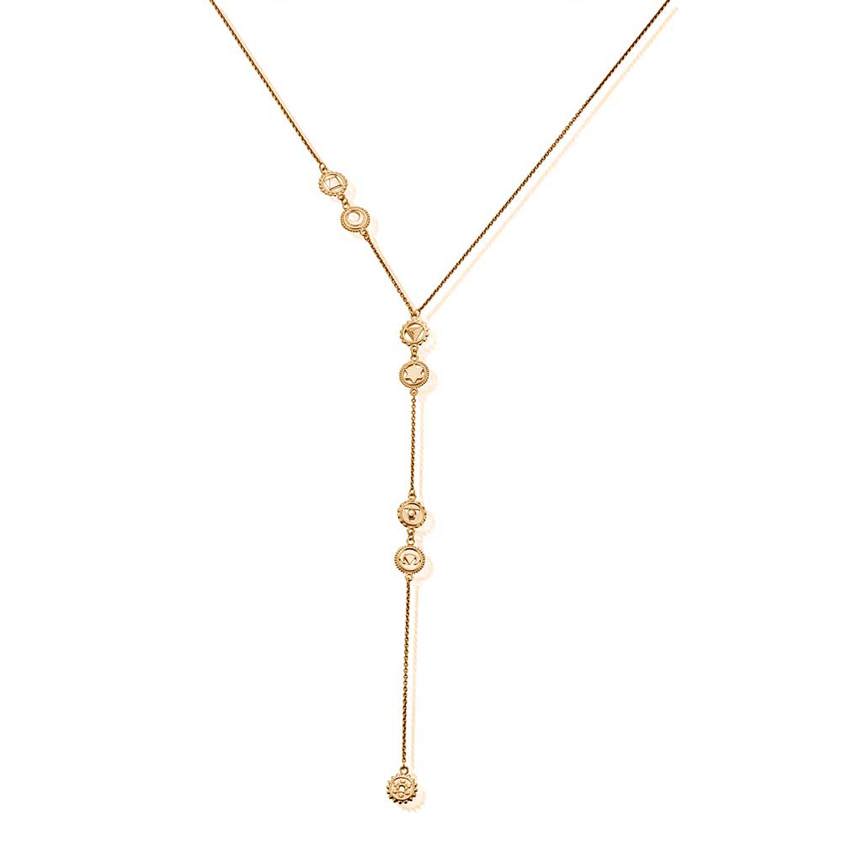 Yellow Gold Plated Positive Vibes Lariat Necklace