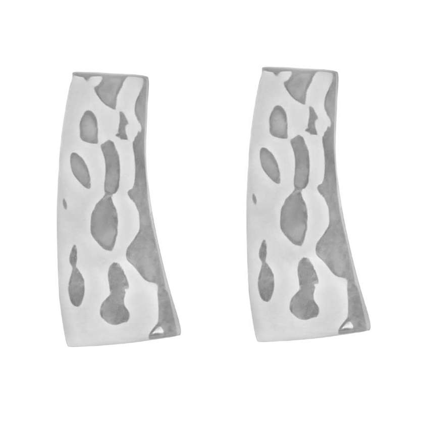 Hammered Curved Bar Stud Earrings - Small
