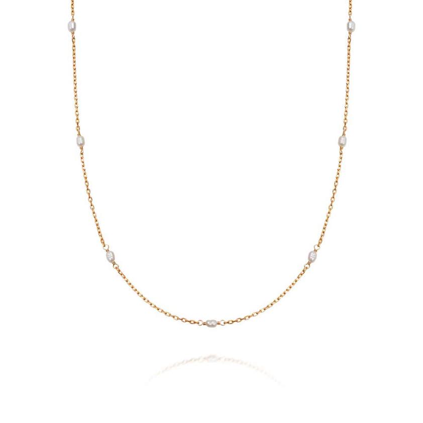 Yellow Gold Vermeil Treasures Seed Pearl Chain Necklace