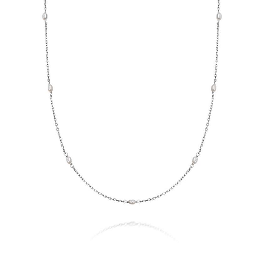 Sterling Silver Treasures Seed Pearl Chain Necklace