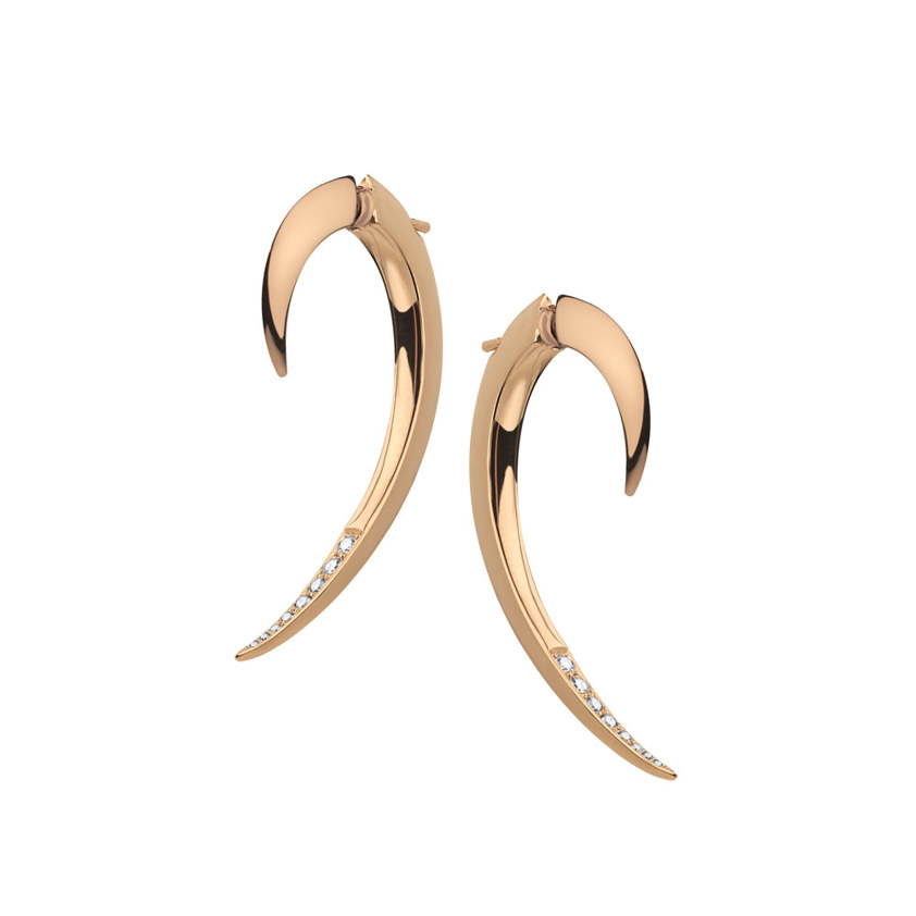 Hook Diamond Earrings Rose Vermeil