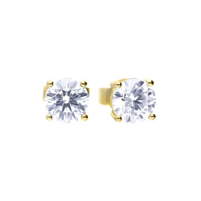 Gold Plated 4 Claw Set 0.75ct Zirconia Studs
