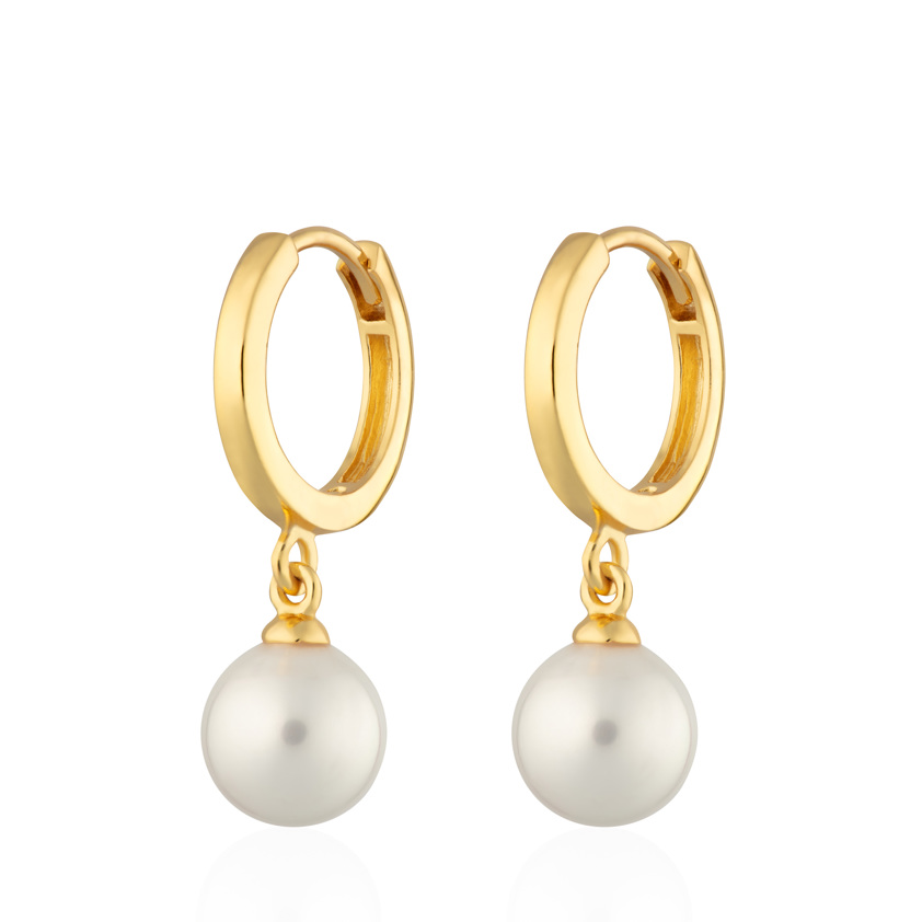 Modern Pearl Hoops - Gold Plated