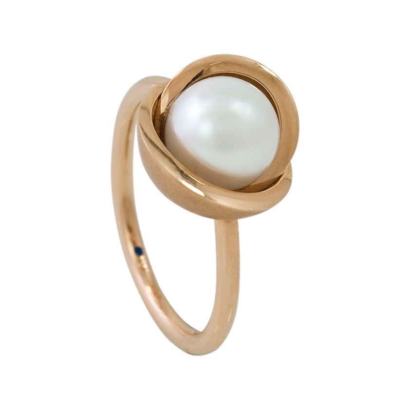 18ct Red Gold & Pearl Ring