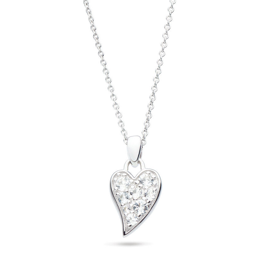 White Topaz Small Heart Necklace