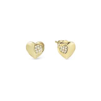 18ct Gold Plated 242304 Petit Sparkle Heart Studs