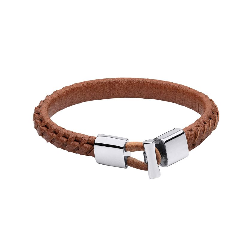 Tan Leather T Bar Bracelet