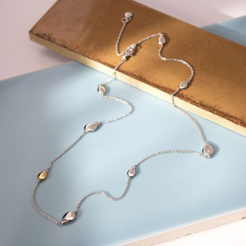 Coast Pearl Pebble Golden Necklace
