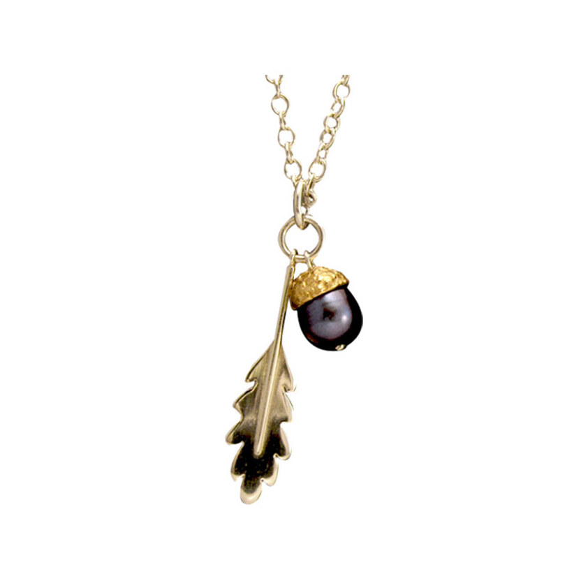 Black Large Acorn Pearl Necklace