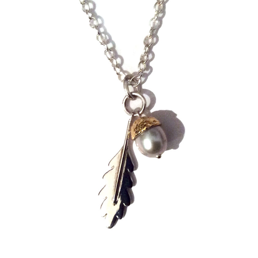 Grey Large Acorn Pearl Necklace