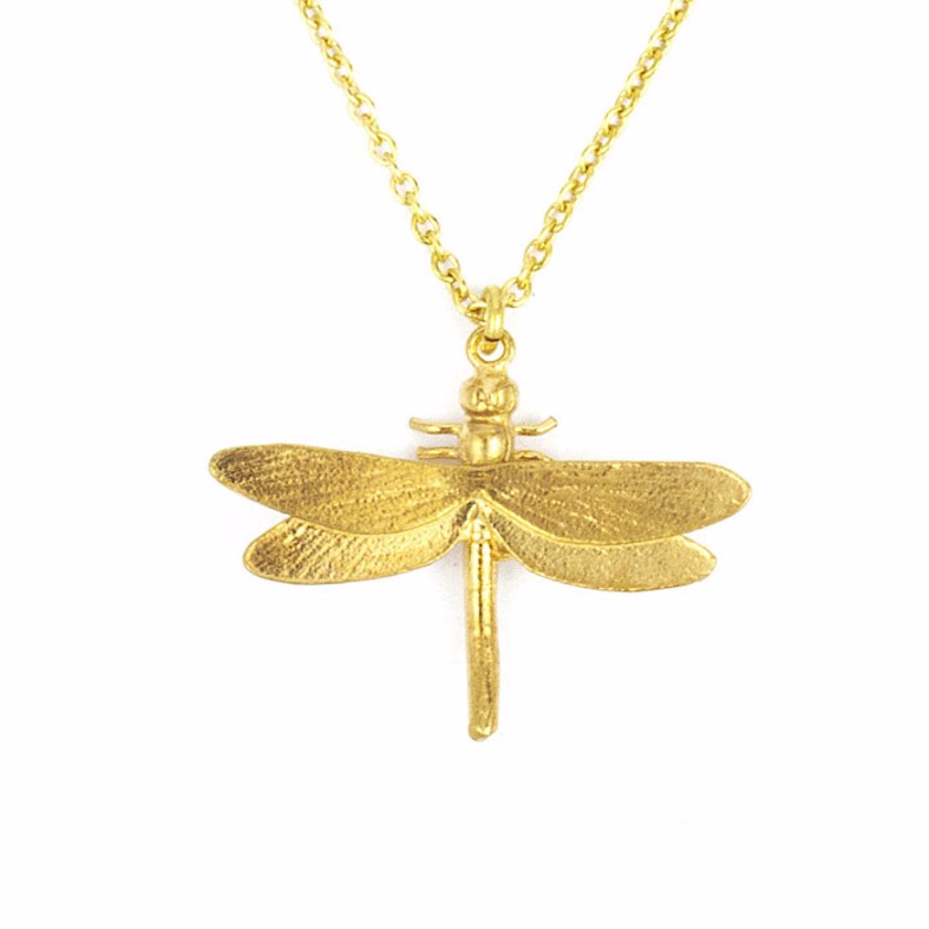 Yellow Gold Vermeil Dragonfly Necklace