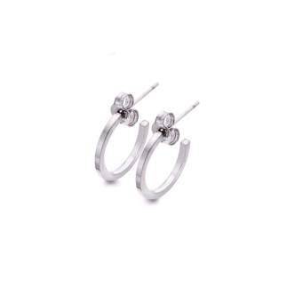 Silver Square Profile Hoop Earrings
