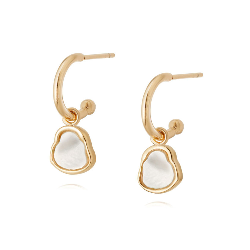 Yellow Gold Vermeil Mother of Pearl Drop Earrings