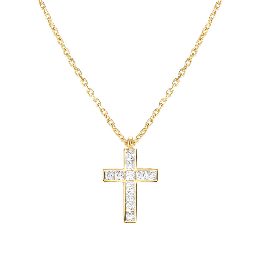 Yellow Gold Plated 240905/13 CARISMATICA Large Cross Necklace