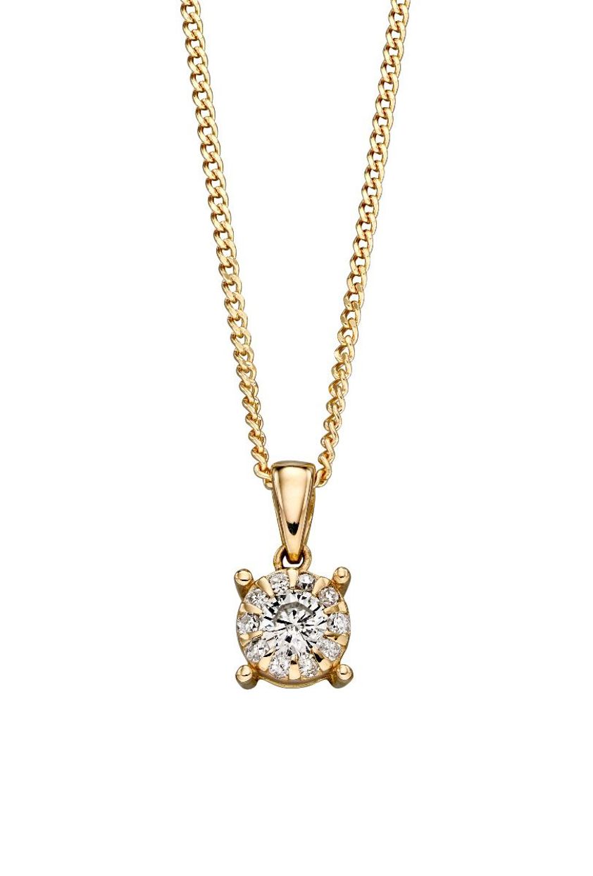Diamond Solitaire Cluster Pendant - Without Chain