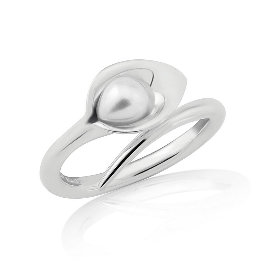 White                Small Lily Silver Ring