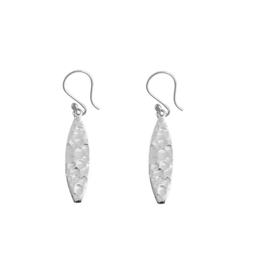 Hammered Oval Drop Earrings