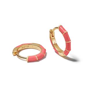 Yellow Gold Vermeil Coral Stripe Huggie Hoops