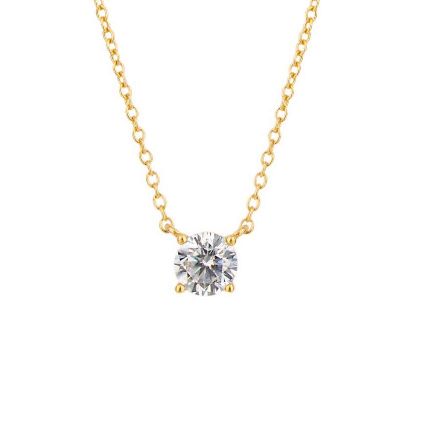 18K Gold Plated Gold Plated 5.5mm Solitaire Necklace