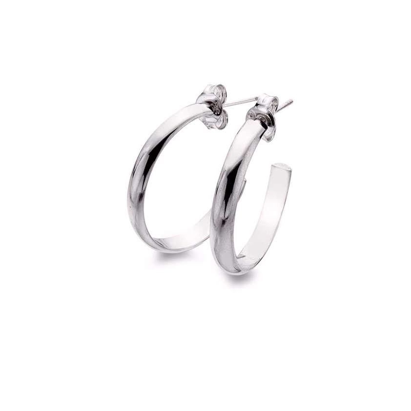 Silver D Profile Hoop Earring