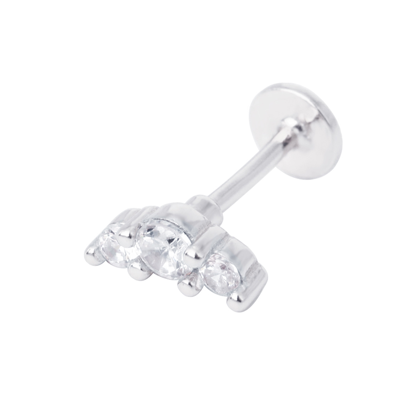 Sterling Silver Trio Sparkle Labret Stud