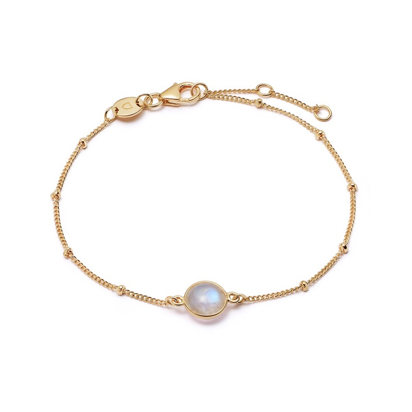 Yellow Gold Vermeil Rainbow Moonstone Healing Stone Bracelet