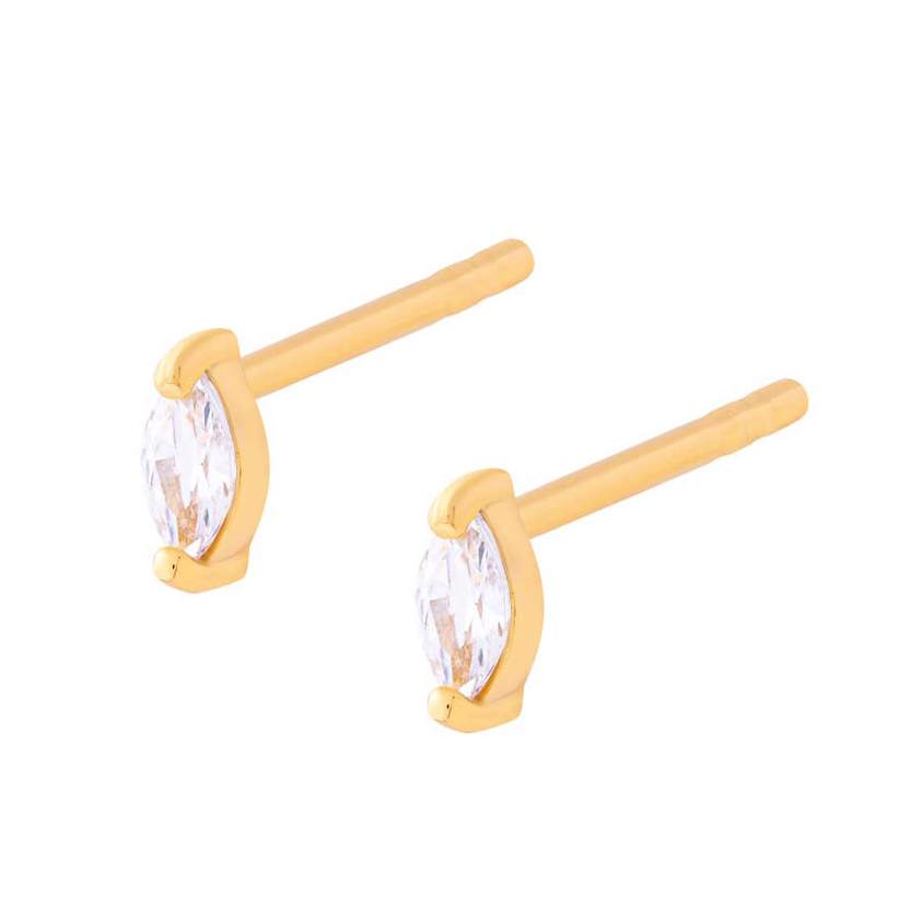 Yellow Gold Plated Crystal Marquise Studs