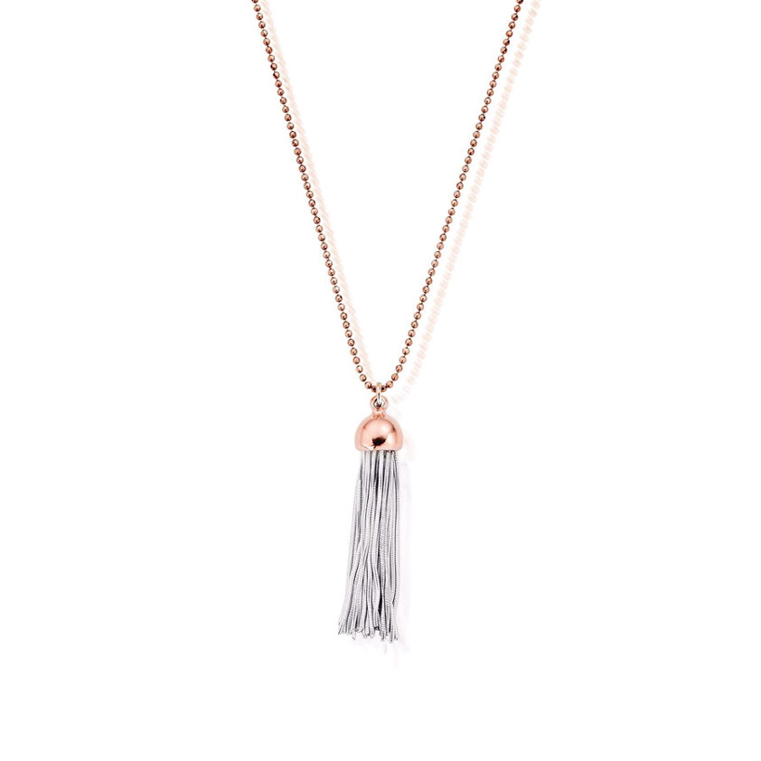 Diamond Cut Chain & Rose Gold Tassel Necklace