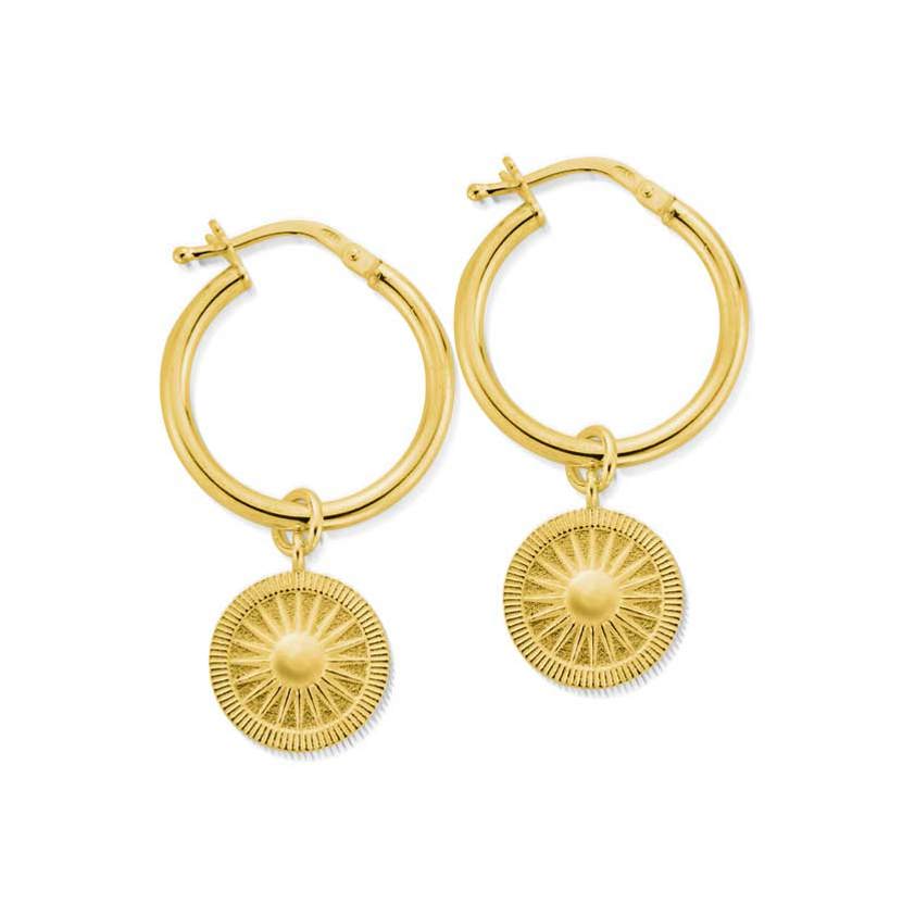 Yellow Gold Plated Sun Catcher Hoops