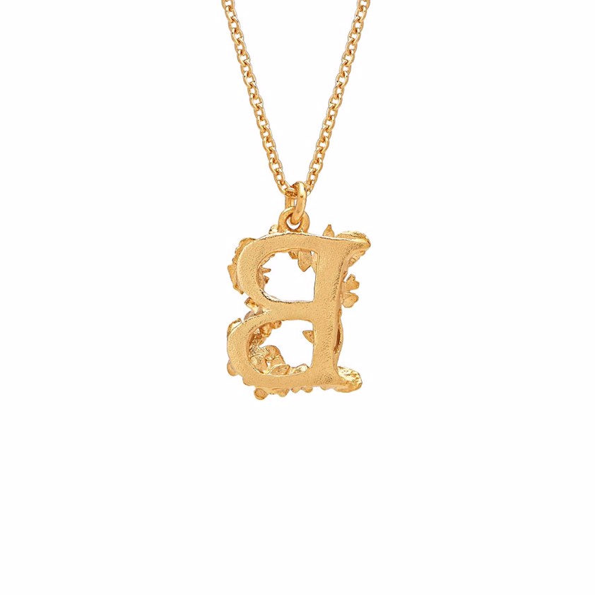 Yellow Gold Vermeil Floral Letter B Necklace